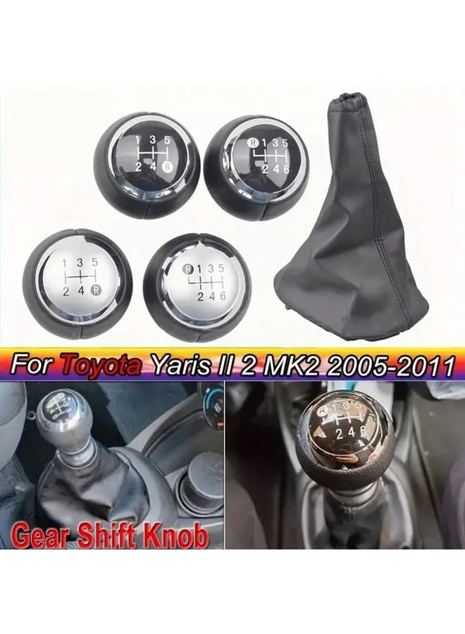 6 Speed Black Gear Shift Knob Cover For Toyota Yaris II MK2 2005 2011 - Image 3